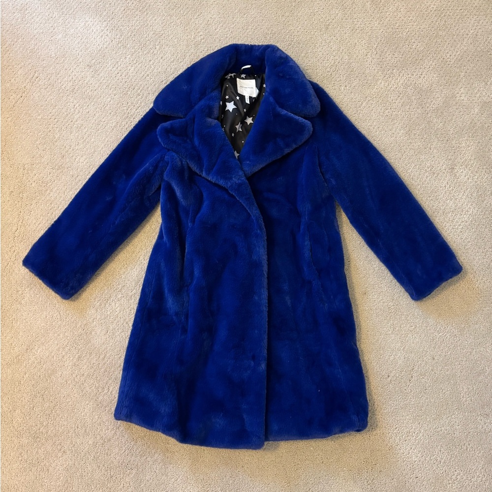 Avec Les Filles Royal Blue Faux Fur Coat size M